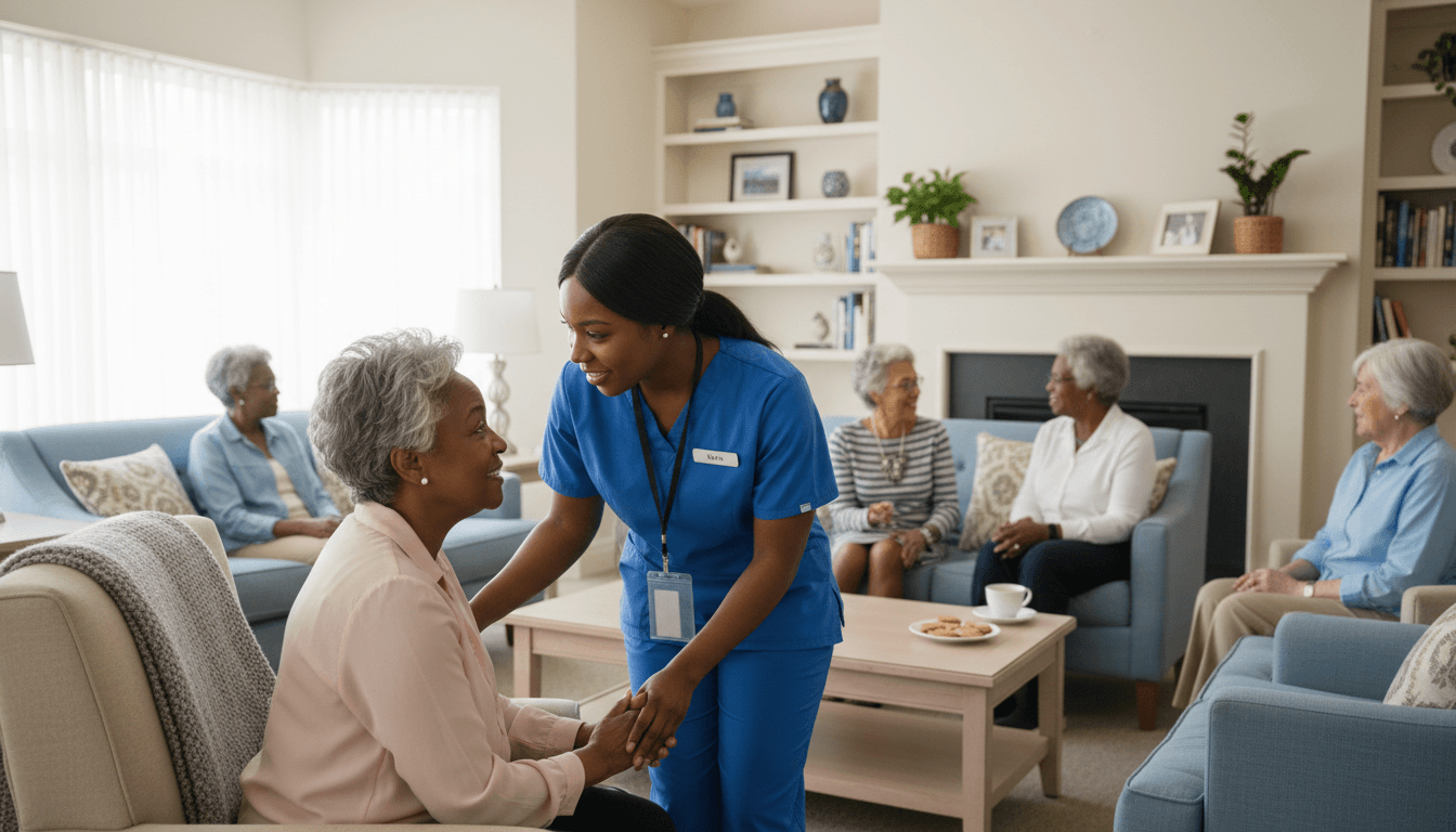 Seniors exploring a senior living community