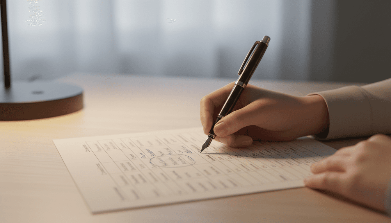 Detailed view of senior care comparison notes and planning